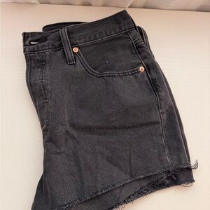 Black Denim Mini Skirt with Raw Hem